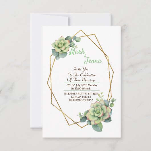 Waterverf Cactus & Succulent Wedding Invitation (Voorkant)