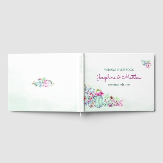 Waterverf Cactus & Succulenten Bruiloft Gastenboek (Volledig)