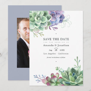 Waterverf Cactus Succulenten Planten Trouwfoto Save The Date