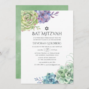 Waterverf Cactus Succulents Bat Mitzvah Kaart