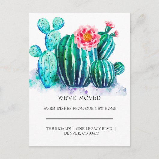 waterverf Cactus thuisbeweging Briefkaart (Voorkant)