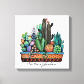 Waterverf cactus tuin in potten canvas afdruk (Voorkant)