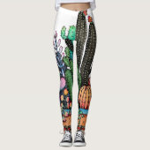 Waterverf cactus tuin in potten leggings (Voorkant)