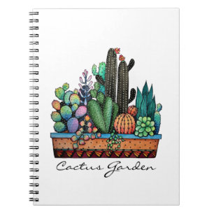 Waterverf cactus tuin in potten notitieboek