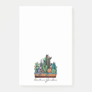 Waterverf cactus tuin in potten post-it® notes