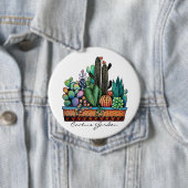 Waterverf cactus tuin in potten ronde button 4,0 cm (In situ)