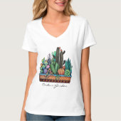 Waterverf cactus tuin in potten t-shirt (Voorkant)