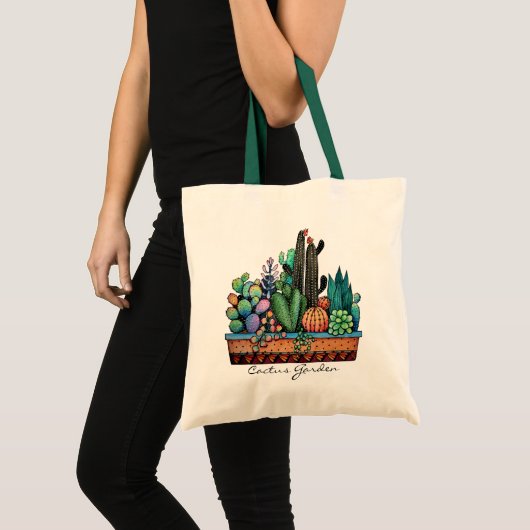 Waterverf cactus tuin in potten tote bag (Voorkant (product))