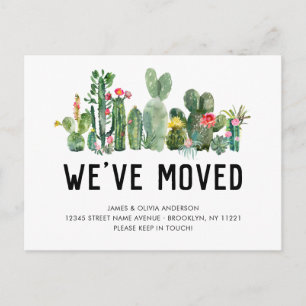 Waterverf Cactus We hebben New Home Cute Moving Aankondigingskaart