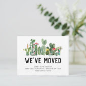 Waterverf Cactus We hebben New Home Cute Moving Aankondigingskaart (Staand voorkant)