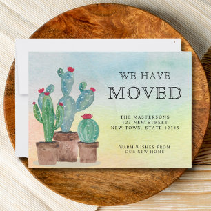 Waterverf cactus We hebben verplaatst Aankondiging
