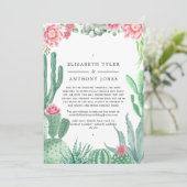 Waterverf Cactus Wedding Reduced Guest List Aankondiging (Staand voorkant)