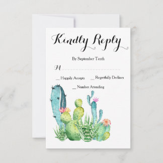 Waterverf Cactus Wedding RSVP-reactiekaart RSVP Kaartje
