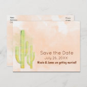 Waterverf Cactus Zuidwest Save The Date Aankondigingskaart (Voorkant / Achterkant)