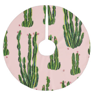 Waterverf Cactussen: bloeiend naadloos patroon Kerstboom Rok
