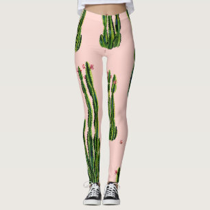 Waterverf Cactussen: bloeiend naadloos patroon Leggings