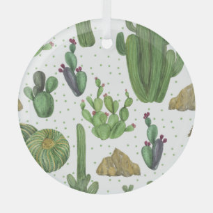 Waterverf cactussen, naadloos natuurlijk patroon. glas ornament