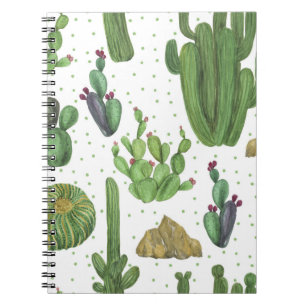 Waterverf cactussen, naadloos natuurlijk patroon. notitieboek