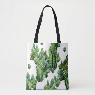 Waterverf Cactussen Naadloze Illustratiepatroon Draagtas