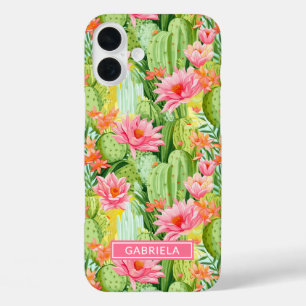 Waterverf Cactussen Persoonlijk iPhone 16 Plus Hoesje