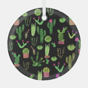 Waterverf Cactussen Plant Naadloze Achtergrond Glas Ornament