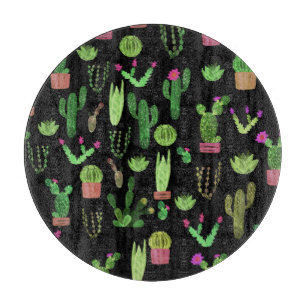 Waterverf Cactussen Plant Naadloze Achtergrond Snijplank