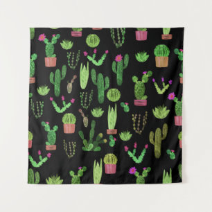 Waterverf Cactussen Plant Naadloze Achtergrond Wandkleed