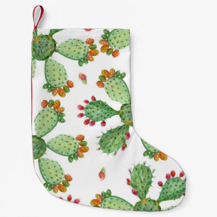 Waterverf Cactussen: Tropisch tuinpatroon. Kleine Kerstsok