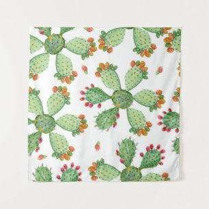 Waterverf Cactussen: Tropisch tuinpatroon. Wandkleed