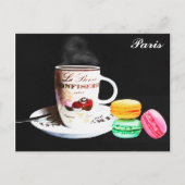 Waterverf Cafe Coffee Macarons Parijs Frankrijk Briefkaart (Voorkant)