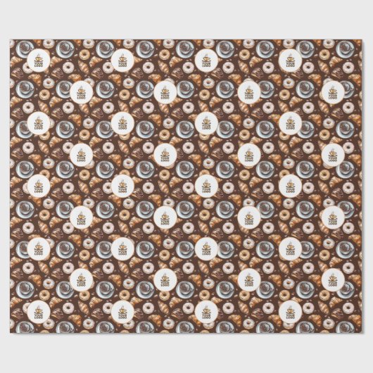 Waterverf Cafe Koffiebakkerij Merk Logo Pattern Cadeaupapier (Vlak)