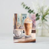 Waterverf, Café Latte, Postcrossing Briefkaart (Staand voorkant)