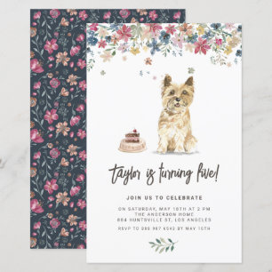 Waterverf Caïro Terrier Dog Birthday Uitnodiging