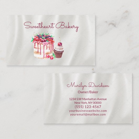 Waterverf Cake Cupcake Bakery Shop Visitekaartje (Voorkant / Achterkant)