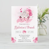 Waterverf Cake en Flowers Galentine's Brunch Kaart (Staand voorkant)