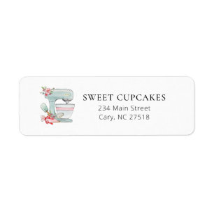 Waterverf Cake Mixer bakkerij retouradres Label