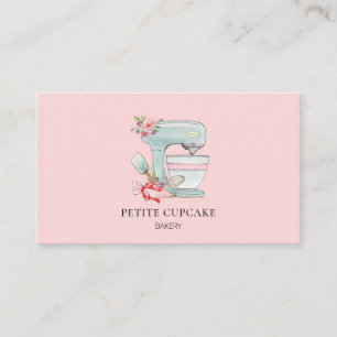Waterverf Cake mixer logo roze bakkerij Visitekaartje