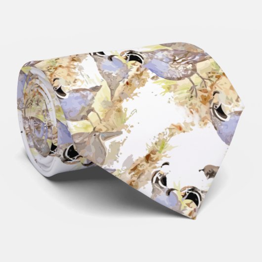 Waterverf California Quail Bird Natuur Art Stropdas (Opgerold)