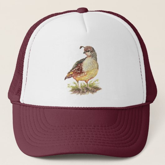 Waterverf California Quail Garden Bird Natuur Art Trucker Pet (Voorkant)