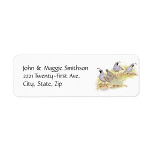 Waterverf California Quail State Bird Natuur art Etiket