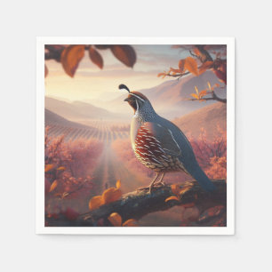 Waterverf California Quail State Bird Natuur art Servet
