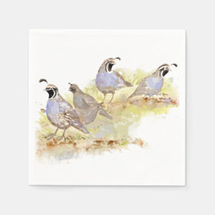 Waterverf California Quail State Bird Natuur art Servetten