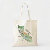 Waterverf California State Art Kaart Tote Bag (Voorkant)