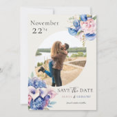 Waterverf Calla Lilies & Hydrangeas Foto Save The Date (Voorkant)