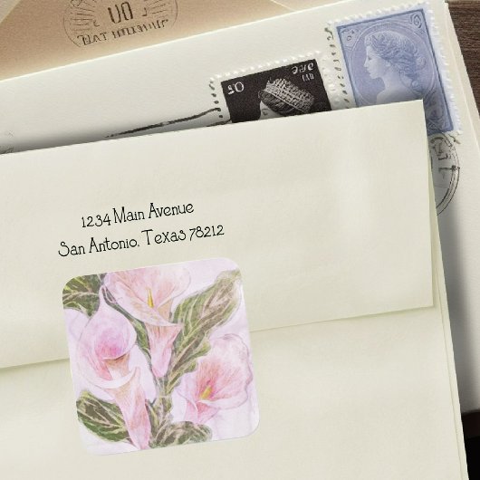 Waterverf Calla Lillies Vierkante Sticker