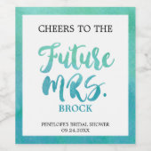 Waterverf Calligrafie Future Mrs Vrijgezellenfeest Wijn Etiket (Enkel label)