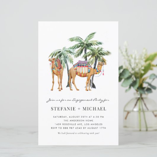 Waterverf Camels and Palm Trees Engagement Party (Staand voorkant)