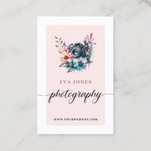 Waterverf camera & bloemen fotografie visitekaartje