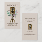 Waterverf  camera & bloemen visitekaartje (Voorkant / Achterkant)