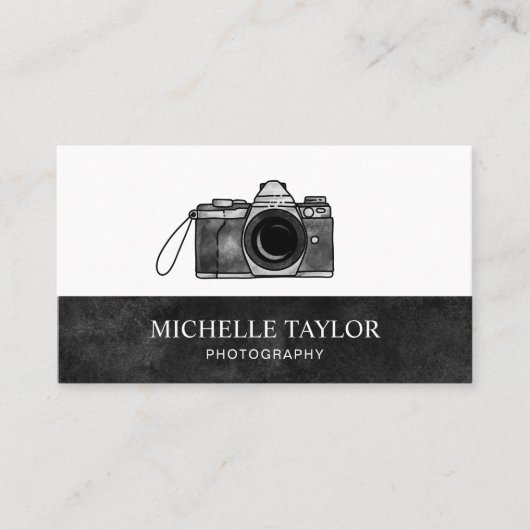 Waterverf Camera Fotografie QR-code Visitekaartje (Voorkant)